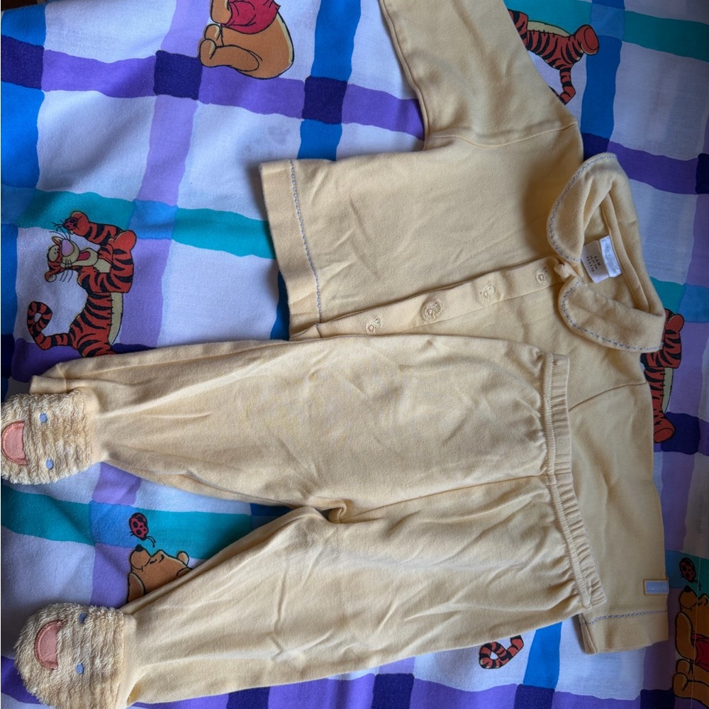 Vintage Carter's Baby 6-9M Yellow Ducky 2-Piece Footed Outfit